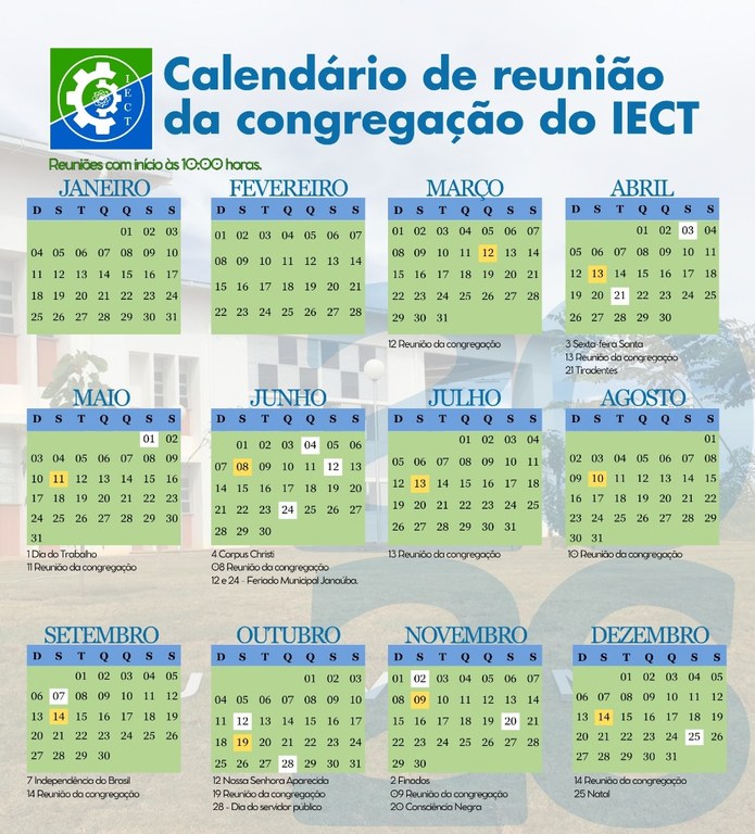Calendário 2026 Congregação IECT